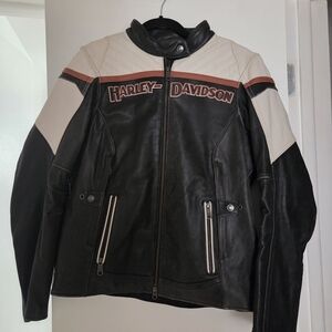 Harley-Davidson Black and Cream Leather Jacket